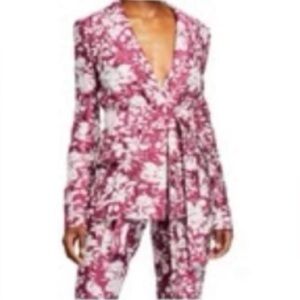 ALEXIS Floral Print Blazer S Magenta Tie-Waist Designer Luxury Resort Party Chic